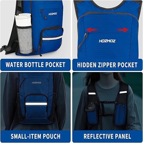 Miniatura 6 de Mochila de senderismo pequeña de 10L para mujeres y hombres, mochila plegable de viaje, mochila plegable para acampar y senderismo con estilo