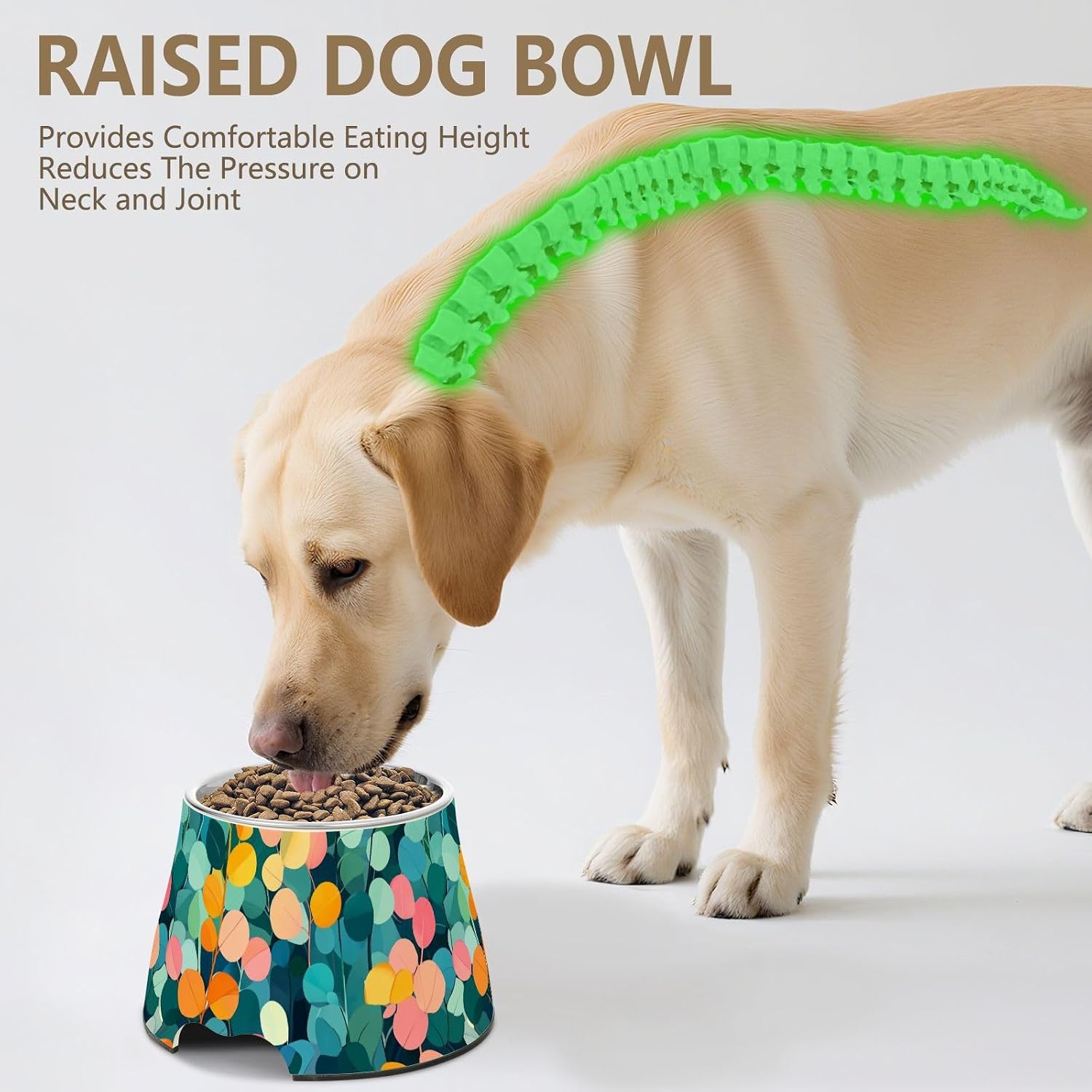 Colorful Leaves Cute Pets Food Bowl Elevated Stainless Steel Cats Basic Bowls for Slow Feed Cats Slow Down Eating