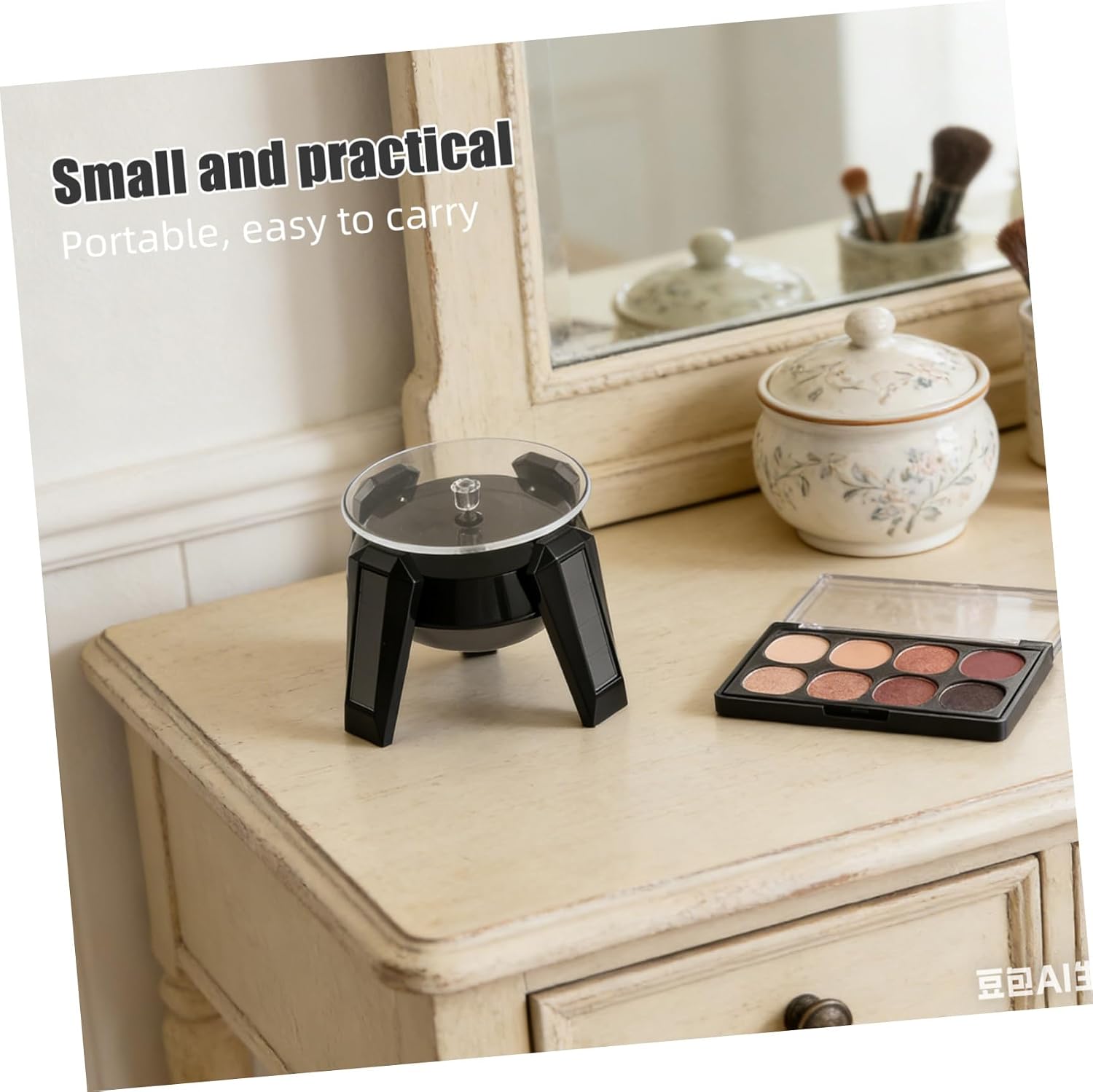 LIFKOME Solar Powered Rotating Jewelry Display Stand with Light, Black image 5