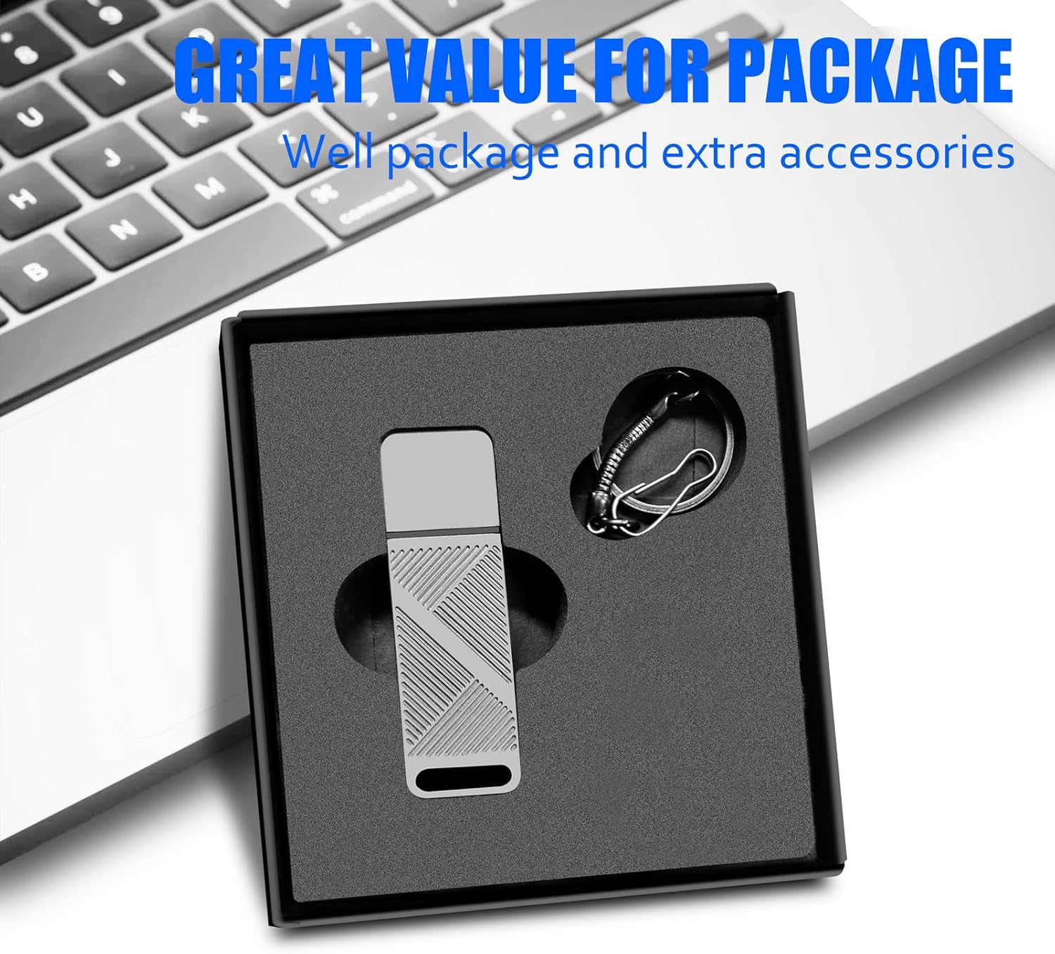 EASTBULL 256GB exFAT32 USB 3.0 Flash Drive with a USB C Adapter and Keychain, Fast-Speed Thumb Drive Metal USB Drive 256 G Memory Stick for Storage and Backup (Grey, with USB C 3.0 Adapter, Keychain)