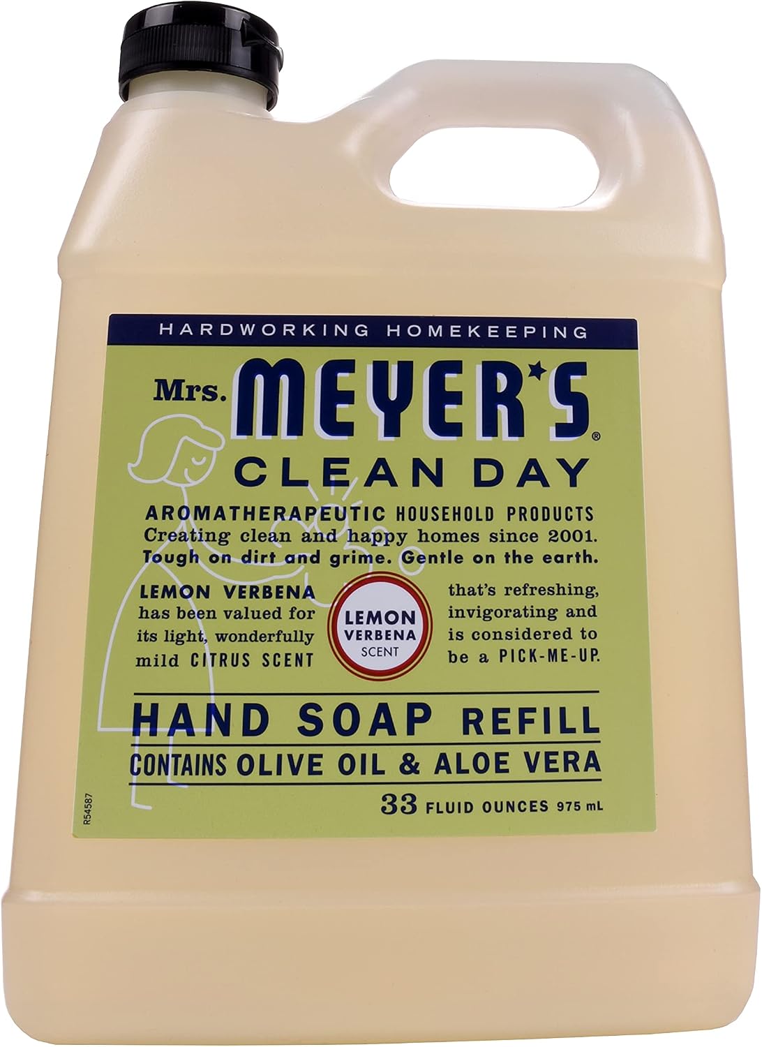 Mrs. Meyer's Clean Day Liquid Hand Soap Refill Bottle, Lemon Verbena Scent, 33 Fl oz (Pack of 1)