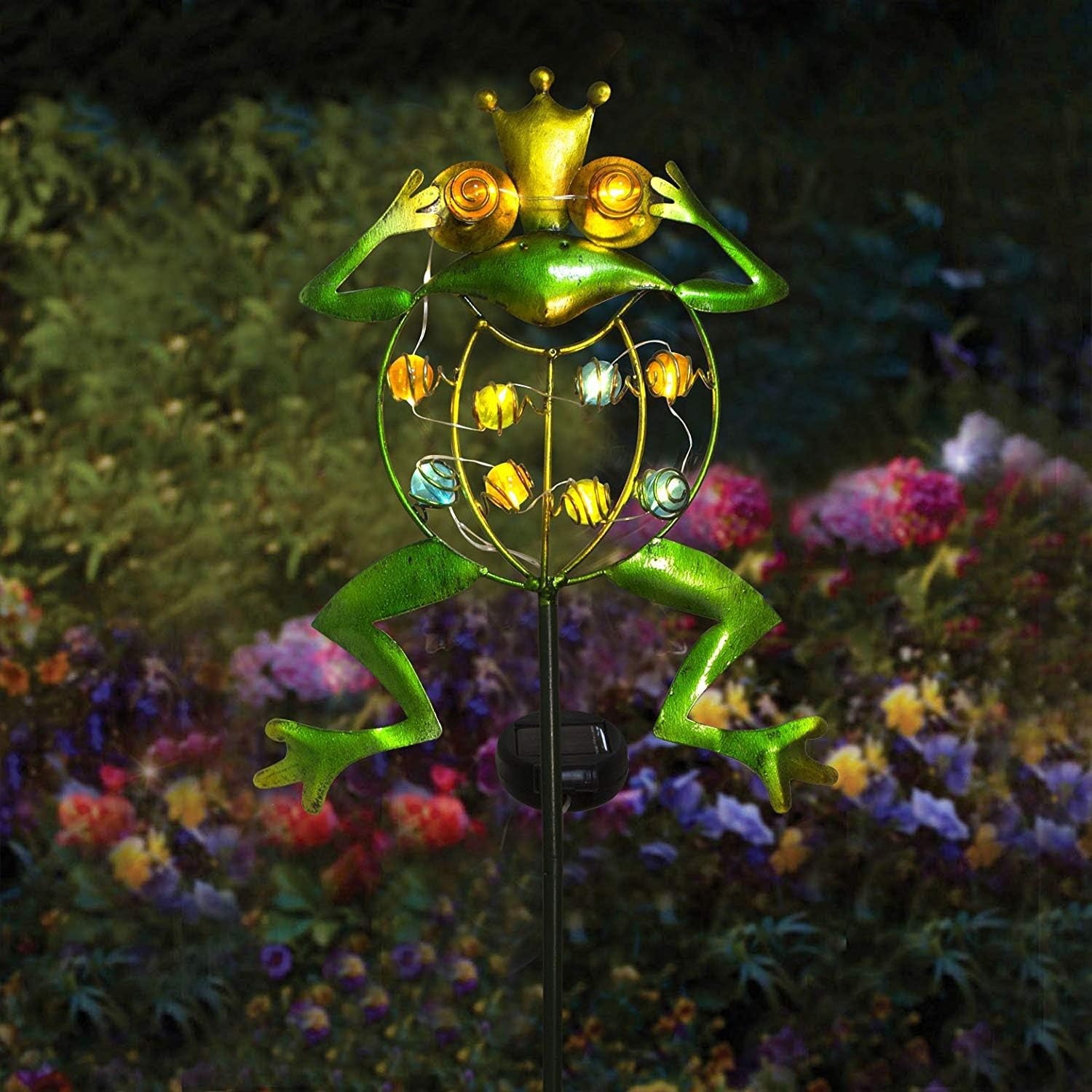 Garden Solar Lights Outdoor,Solar Powered Stake Lights - Metal Frog LED Decorative Garden Lights for Walkway,Pathway,Yard,Lawn (Green)