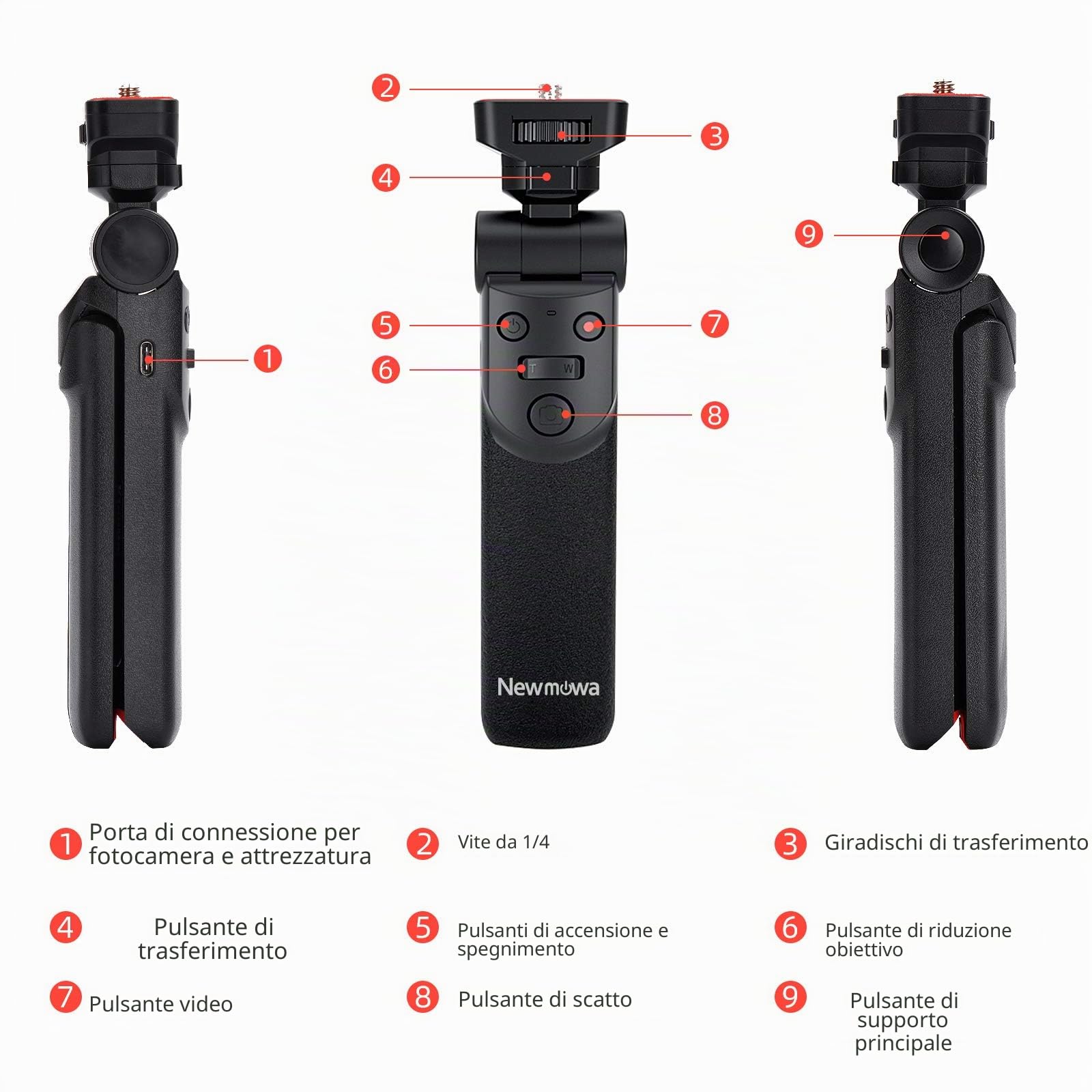 Newmowa Portable Remote Control Mini treppiede impugnatura per scatti a mano per Sony ZV1 RX100 VII M1 M2 M3 M4 M5 M6 M7 A6000 a6100 a6300 A6400 A6500 A6600