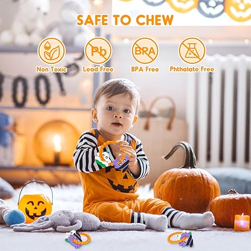 Miniatura 2 de Juguetes de Halloween para bebés, mordedores de anillo para bebés de 0 a 6 meses, agarre de Halloween, juguetes de silicona para masticar, para