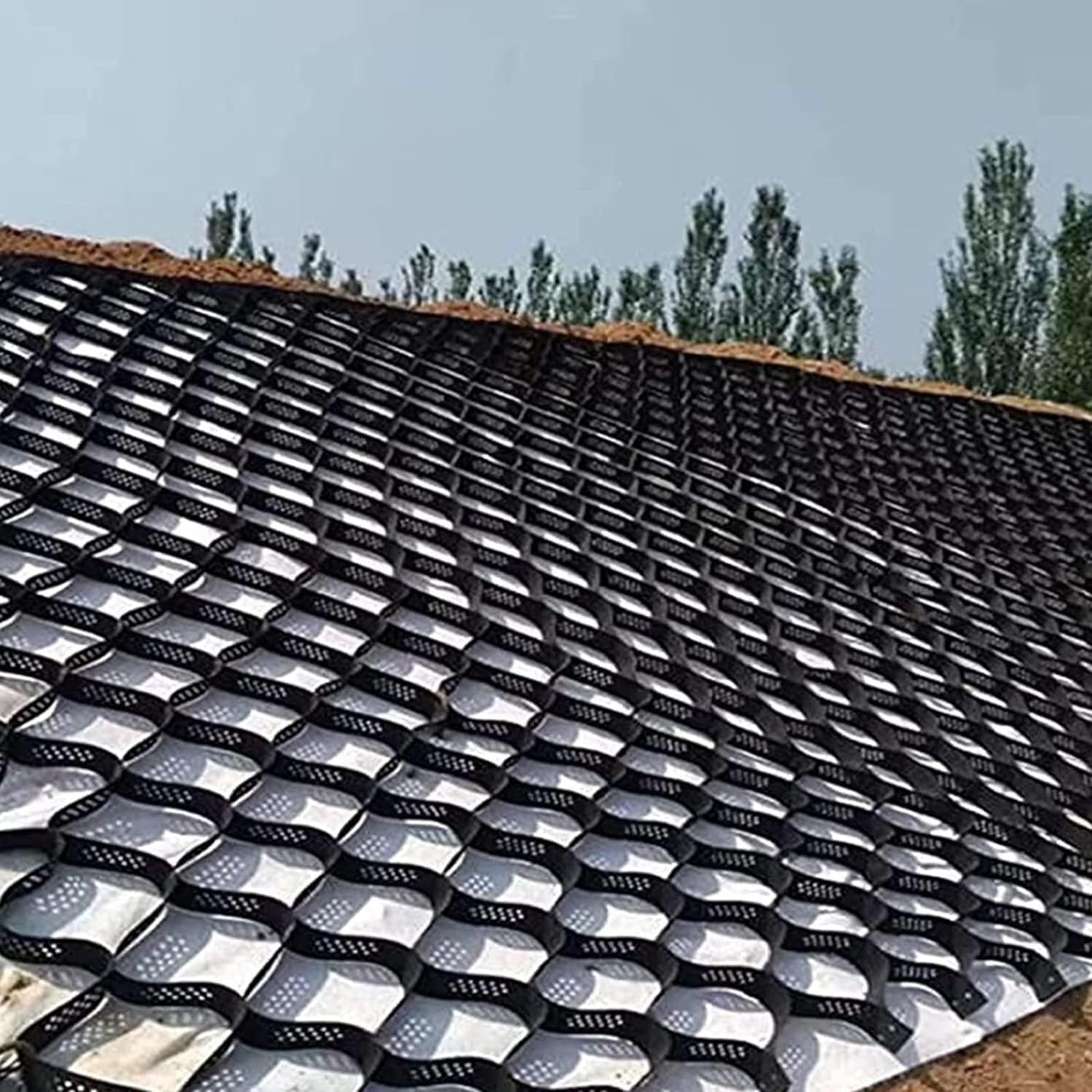 Scumlovy 2" Thick Geocell Ground Grid, Gravel Stabilizer 3ft/ 5ft/ 10ft/ 15ft/ 20ft/25ft/ 30ft Driveways Geo Grid Driveway, Retainer System for Garden Landscape(1m x 1m