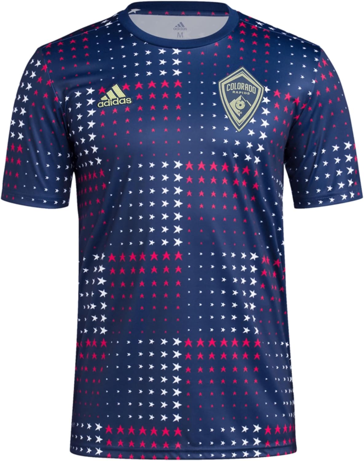 adidas Mens 250 MLS - Major League Soccer Preshi US Colorado Rapids Americana Pre-Match AEROREADY Top Jersey, Navy Blue, Medium
