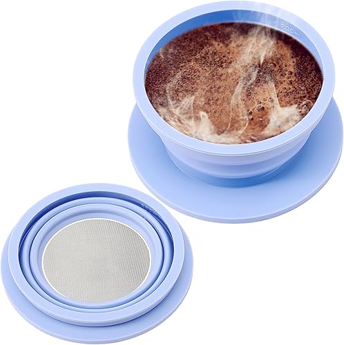 Miniatura 9 de Hervidor eléctrico plegable de viaje, hervidor eléctrico portátil de silicona + gotero de café plegable sin papel, cafetera de viaje para verter