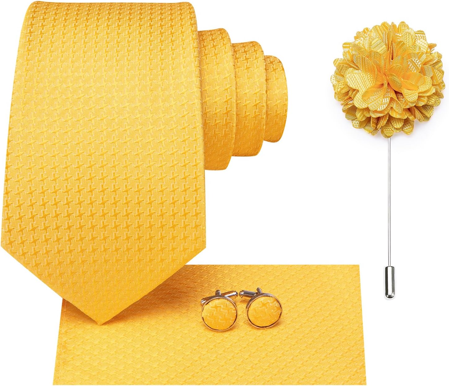 Hi-Tie Mens Paisley Floral Striped Ties Set Silk Necktie and Lapel Pin for Men Pocket Square Cufflinks Set Business Wedding - Image 2