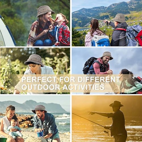 Miniatura 7 de Sombreros de sol para hombres y mujeres, sombrero de pesca UPF 50 de ala ancha, sombreros Boonie para safari, playa, verano, protección UV, sombrero