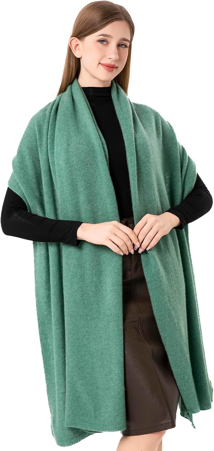 100% Cashmere Wrap Warm Soft Knitted Scarf Stole for Women Airplane Travel Blanket 87x28 in Extra Large Pashmina