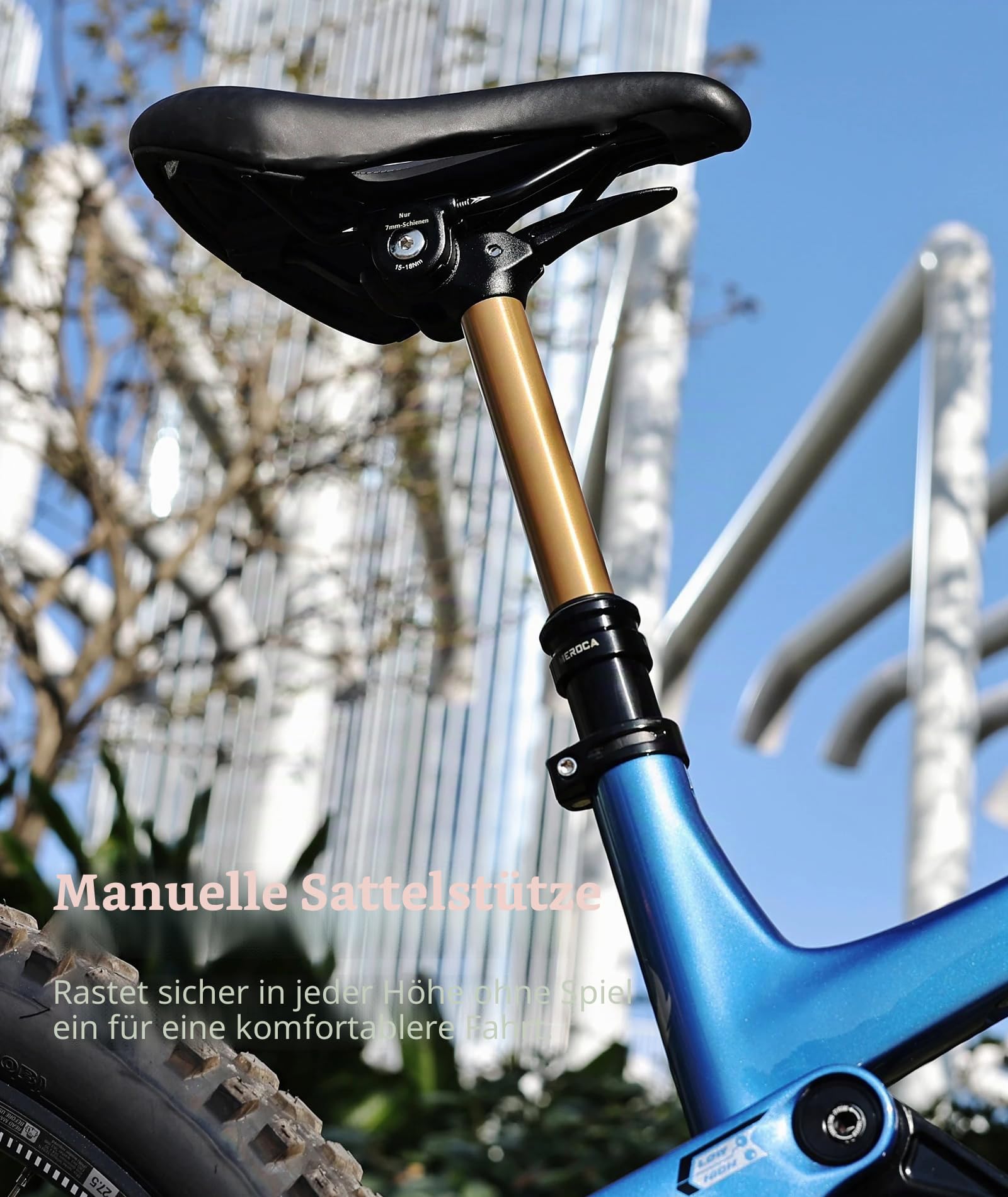 Teleskop-Fahrrad-Sattelstütze 27,2mm/30,9mm/31,6mm – Hydraulische Sattelstütze Absenkbar, Höhenverstellbarer Dropper Post für MTB, Gravel, Rennrad, E-MTB | Belastbar bis 120 kg