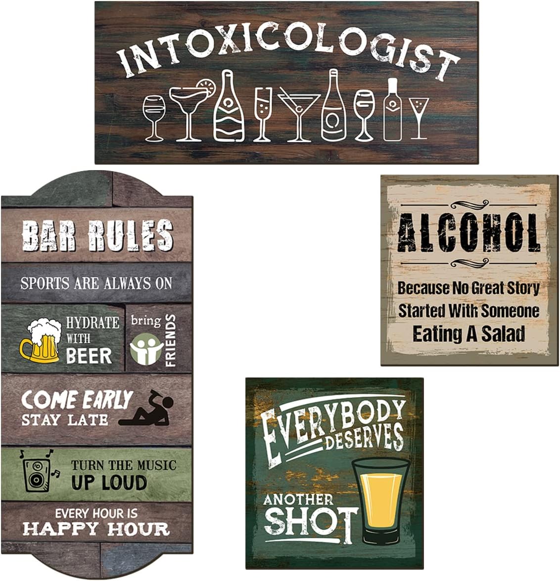 Chaka Chaundh - Bar Quotes Wall Hanging plaque – Alcohol Quotes Wall Hanging Sign – Bar Rules Wall Decorative Items (Vintage MultiColor)