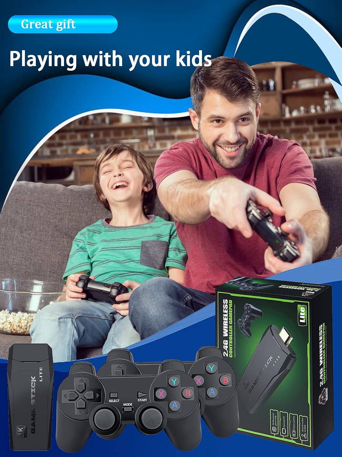 Fadist Retro Game Console, 4K HDMI HD Output Video Game Console, Built in 10000+ Classic Video Games, with 2 Wireless Controller, Plug and Play Games Console, Ideal Gift for Kids, Adult, Friend, Lover : Toys & Games