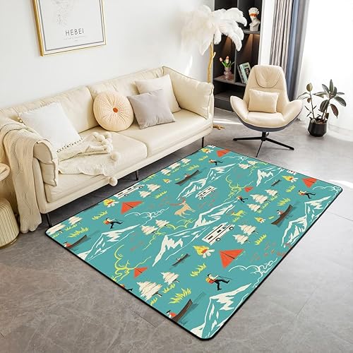 Miniatura 29 de Alfombras coloridas para sala de estar, de 5 x 7 pulgadas, con anzuelo, para niños, niñas, adolescentes, alfombra rústica de granja, antideslizante,