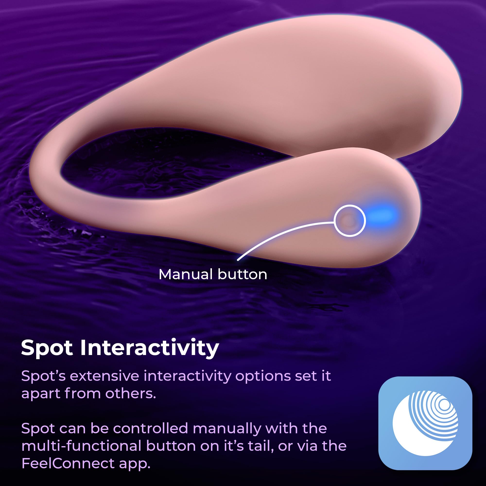 KIIROO Spot Vibrador Portátil con Conectividad Bluetooth y Luces LED Interactivas – Vibrador Recargable Compatible con App FeelConnect – Diseño Flexible y Compacto