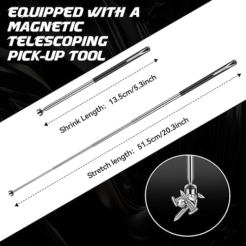 Miniatura 11 de DISEN Juego de llaves de trinquete de cabeza flexible extra larga de 0.551-0.591 in, llave de trinquete de largo alcance con extremo de caja doble