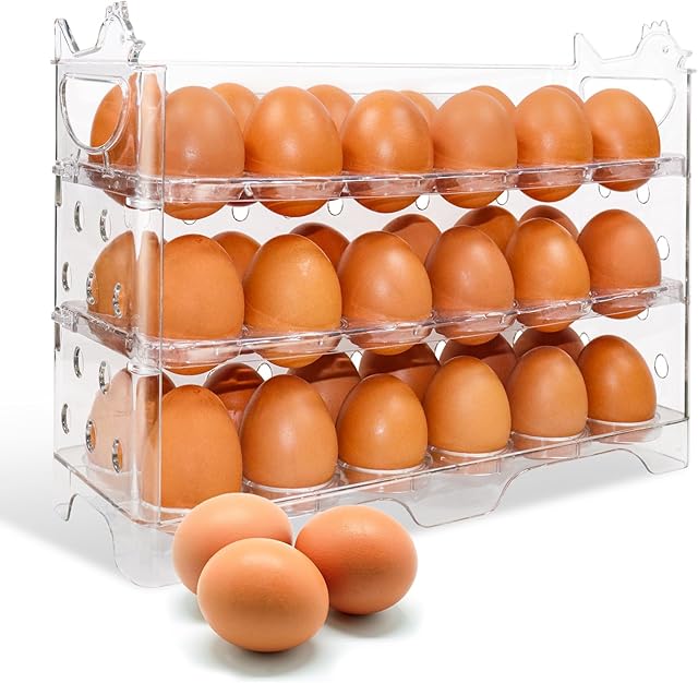 SPACY MAYA Large Capacity Space Saving Egg Holder, 36 Egg Storage Organizer, Rectangular Plastic Basket, Suitable for Fridge Door, Easy to Clean