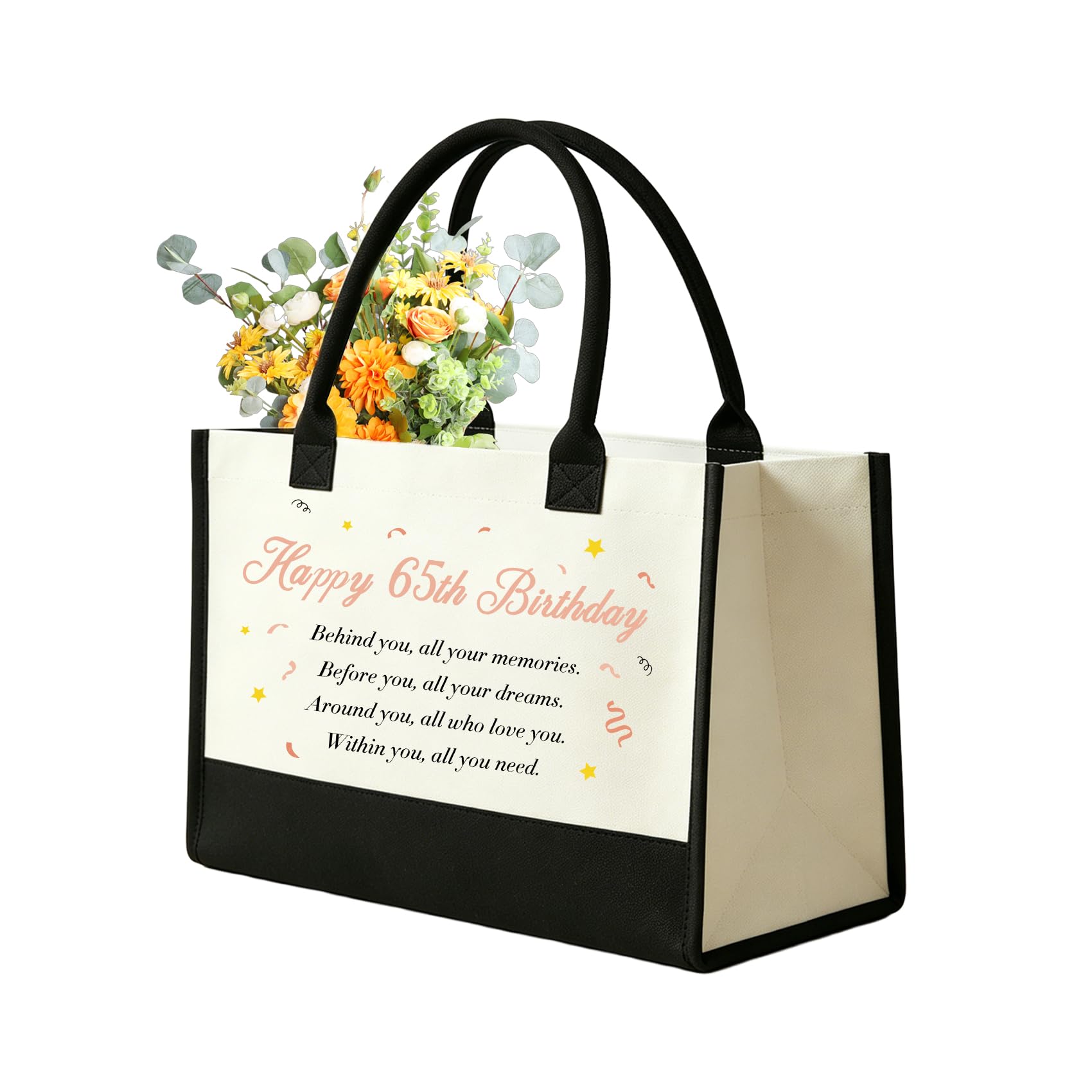 Gishnia 65th Birthday Gifts for Women Keepsake - Womens 65th Birthday Presents Decorations,Gifts for 65 Year Old Women Friend Sister Mum Grandma Auntie Wife,Stocking Fillers,Tote Bags