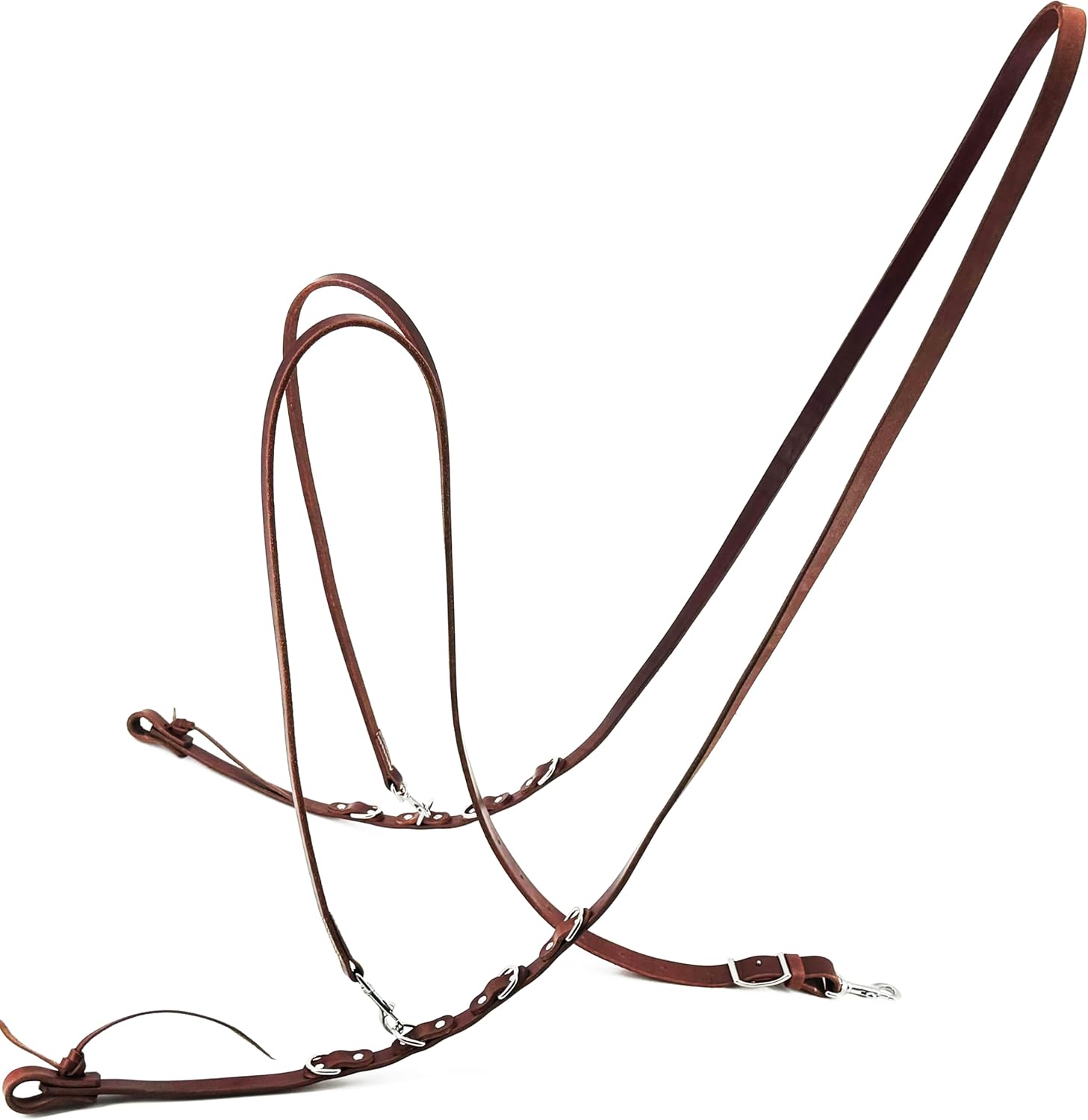 Jeereal Leather Working Tack Roper/Barrel Style German Martingale, Heavy Oiled, Adjustable with Stainless Steel Buckles, 3/4" X 7.5'