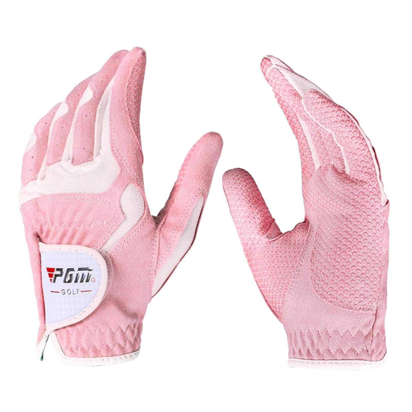 Damen Golfhandschuh, atmungsaktiv, linke rechte Hand, Golferhandschuhe, Rosa-Weiß, Größe M