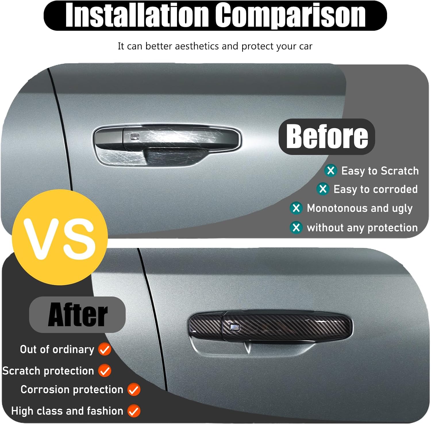 for Hummer EV Accessories Exterior Door Handle Covers Compatible with Hummer EV SUV Truck 2022-2024 2025 ABS Car Door Handle Protectors Cap,Front Rear Outer fror 4 Door,8PCS (Carbon Fiber Pattern)