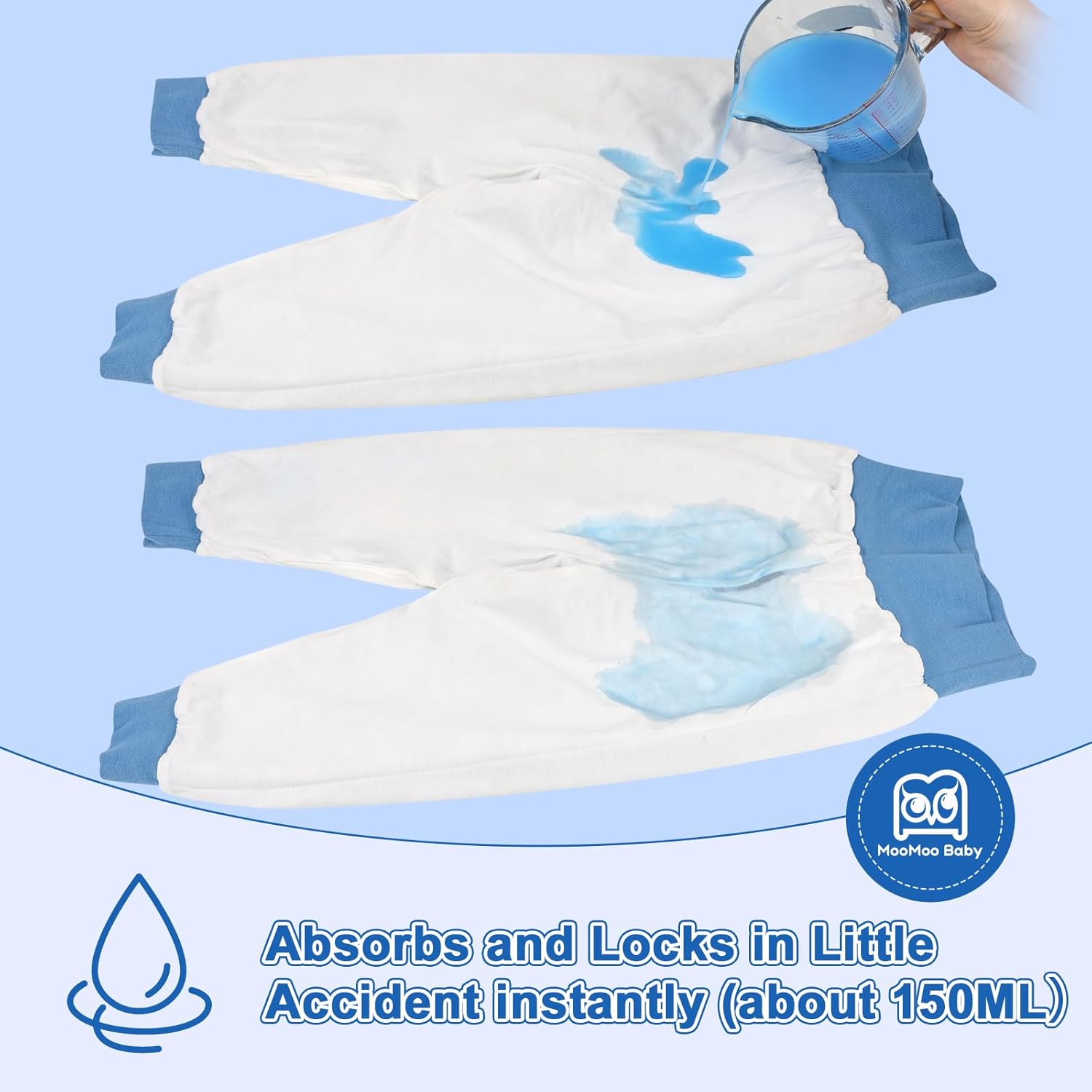 MooMoo Baby Leakproof Diaper Pants for Potty Training 2 Packs Bedtime Potty Training Pants for Boys and Girls