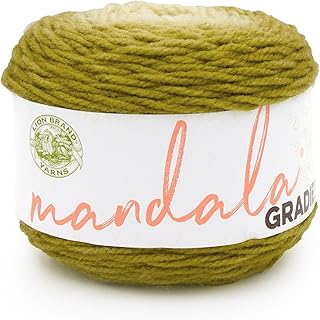 Lion Brand Yarn Mandala Gradient Fil multicolore pour tricot, crochet et artisanat, olive, 1 unité