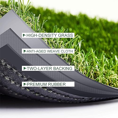 Miniatura 2 de Alfombra de césped artificial de 3 x 5 pies (15 pies cuadrados), alfombra de césped artificial para mascotas con agujeros de drenaje, realista, para
