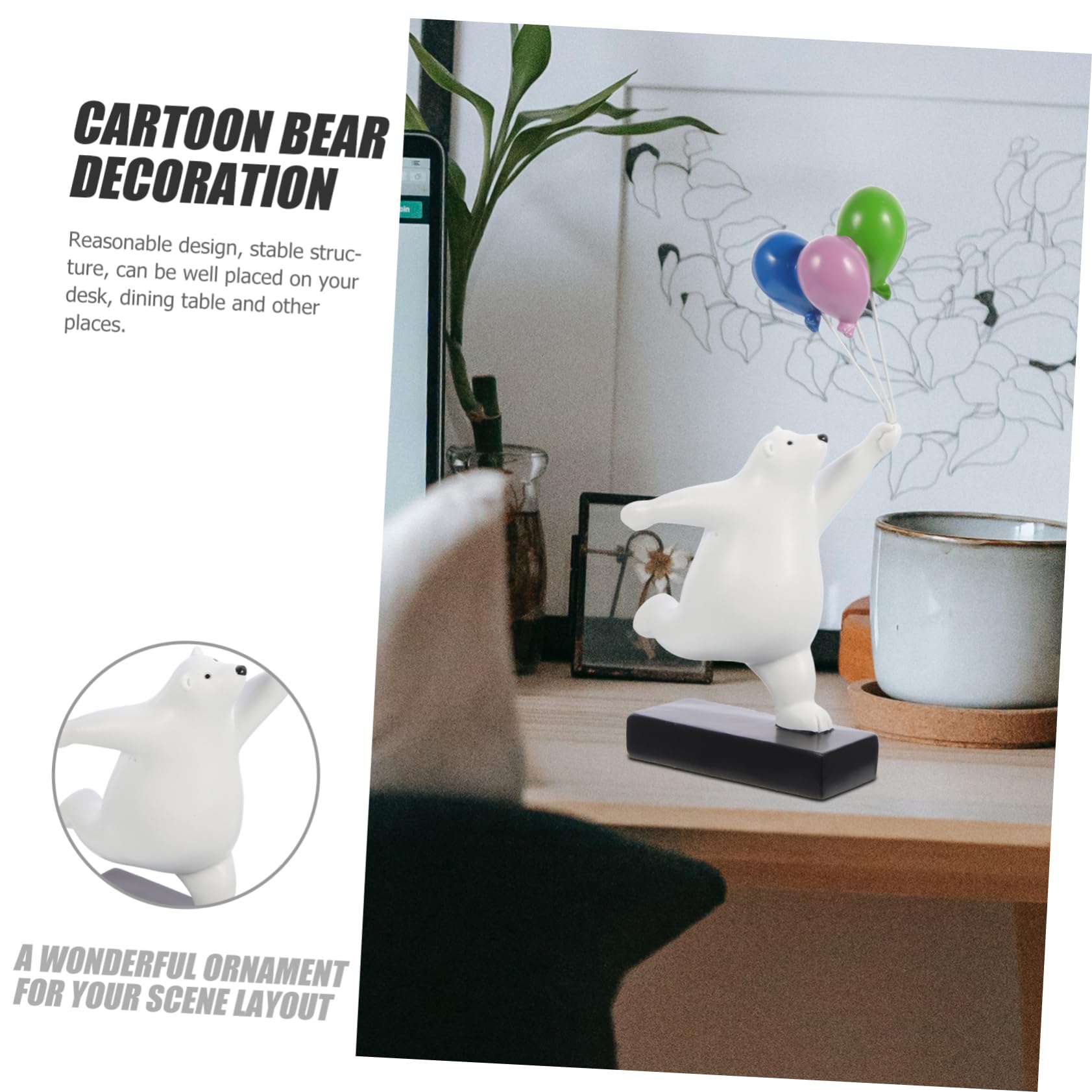 IMIKEYA Figura de Oso Globo de Resina, Adorno Decorativo 1 Pieza