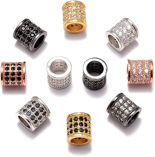 Miniatura 4 de Circonita pavé de diamantes de imitación de agujero grande (5 cuentas de cubo de corte de diamante transparente sobre dorado (0.276 x 0.276in)