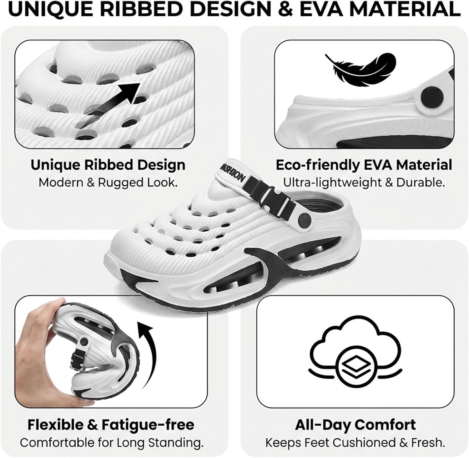 Garden Clogs - Unisex EVA Waterproof Slip-On Shoes with Arch Support - Image 3