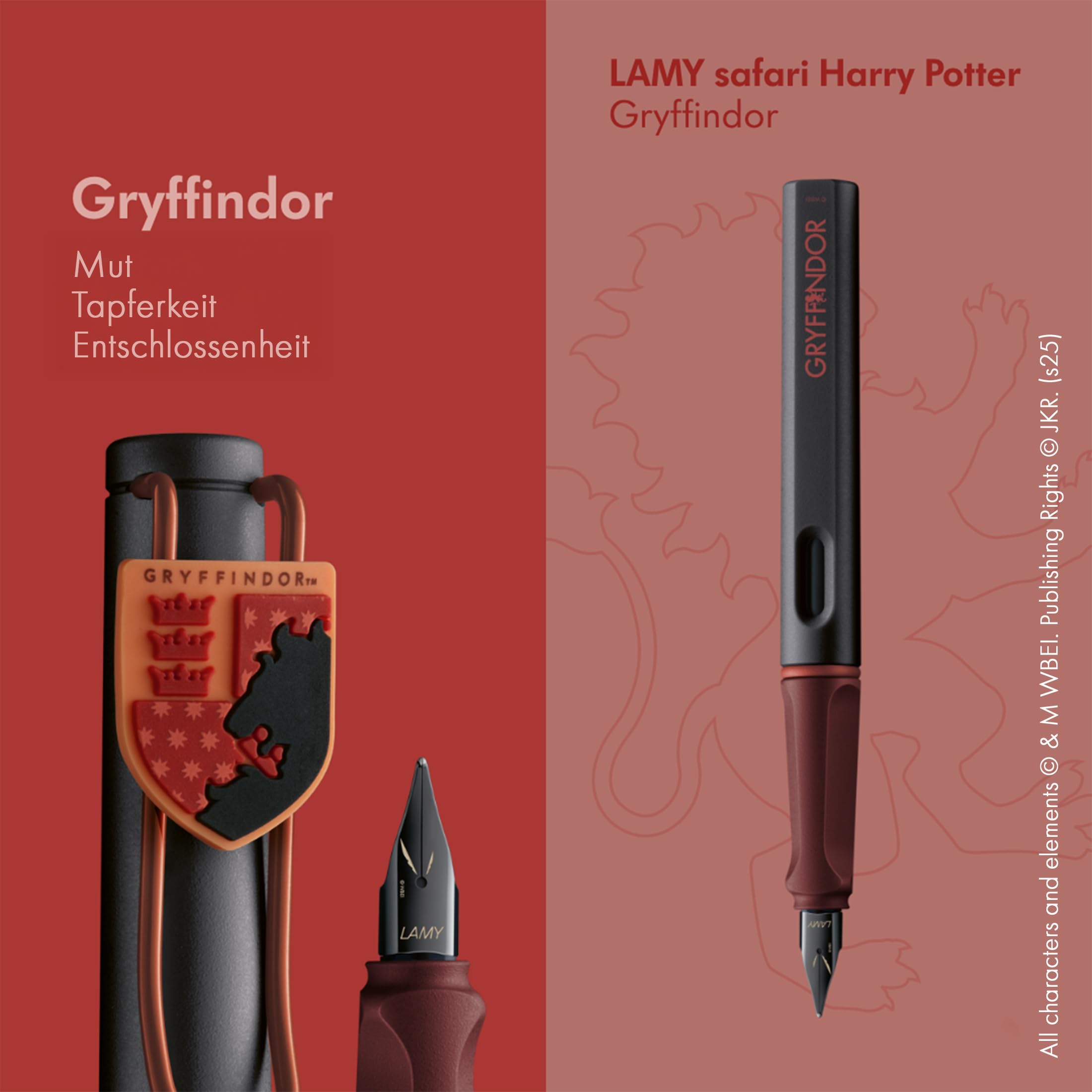 Lamy safari Harry Potter 4er-Set – Special Edition Füllhalter mit Wappen der Häuser - Stahlfeder in Strichbreite M – mit ergonomischem Griff – inkl. Tintenpatrone T10 blau – Rechtshänder