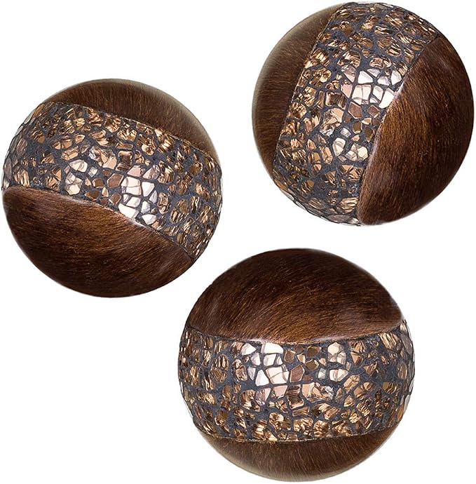 Creative Scents Schonwerk Walnut Decorative Orbs for Bowls and Vases (Set of 3) Resin Sphere Balls for Living, Dining Room, Coffee Table Centerpiece Home Decor - Great Gift Idea (led Mosaic): Buy Online at Best Price in UAE