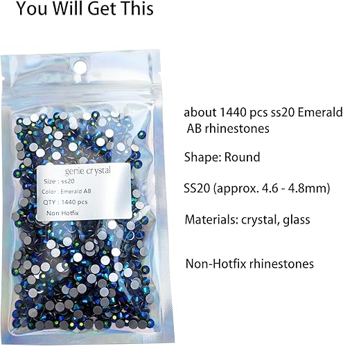 Vista 166 de Genie Crystal ss34 Red Glass Rhinestones 288 Pcs, 7.0 mm Big Light Siam Flatback Rhinestone, Diamond Cut Gems for Crafts, Face Mask, Makeup