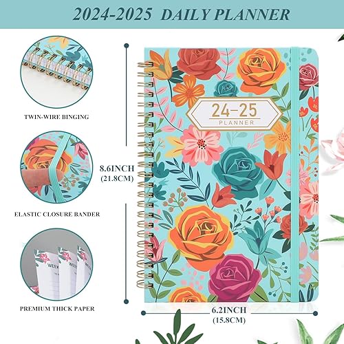 Miniatura 4 de Agenda semanal de objetivos, agenda diaria con rastreador de hábitos, 8.5 x 6.2 pulgadas, encuadernado en espiral, adecuado para la escuela,