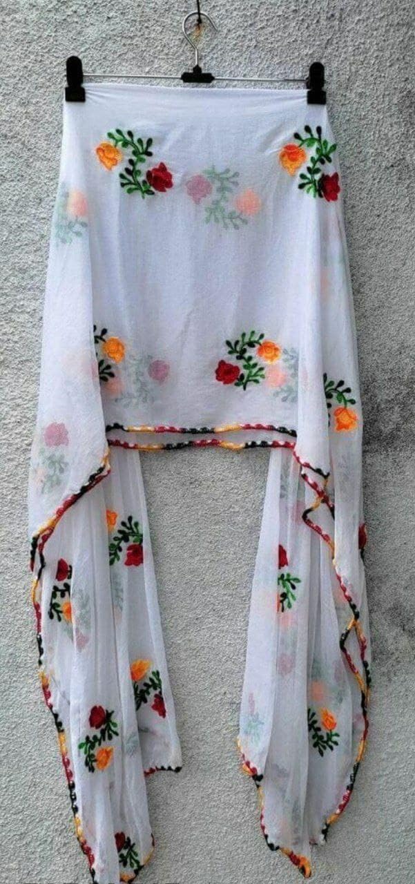 shiv creation Chiffon Solid Women Dupatta (Chiffon Embroidery Samosa Dupatta White) - BZ63060-picture-14