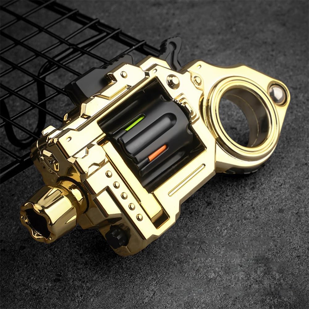 Metal Fidget Toys Gun Adults - Alloy Fidget Slider Clicker Spinner & Launcher Toy EDC Fidget Gun with Bullets and Target Stress Relief Focus Tool (Gold)