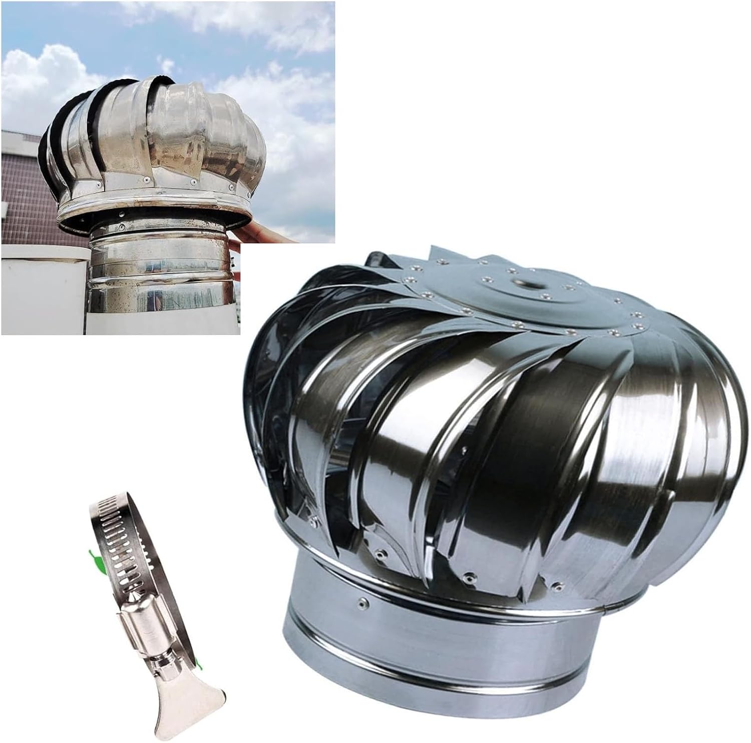 Industrial Scientific Rotating Roofing Wind Turbine, 450 mm / 18 in,Roof Ventilator Wind Turbines Air Vent Roof Ventilating Fan for Houses Factory Attic Vent Cap