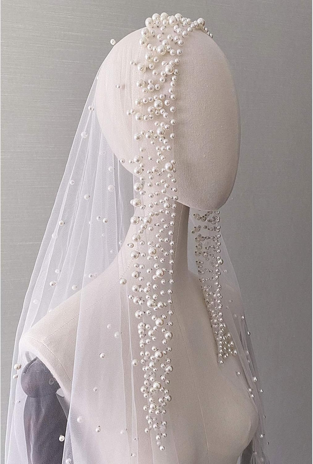 Korean for 3m Trailing Cathedral Wedding Veil One-Layer Mesh Tulle Face Cover Imitation Pearl Beading Jewelry Bridal Hair Die