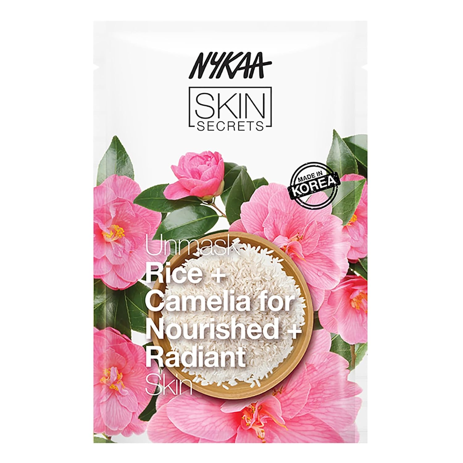 Skin Secrets Bubble Sheet Mask, Rice and Camellia, 0.67 oz - Hydrating, Skin Brightening Sheet Face Mask - Balances Oil Production