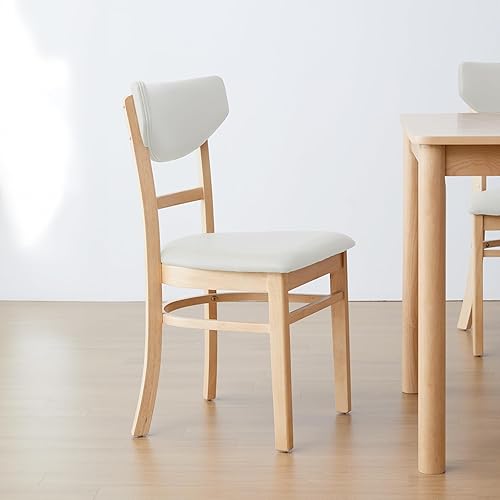 Miniatura 2 de Livinia Bay - Juego de 2 sillas de comedor tapizadas de piel sintética de roble malasio, sillas laterales curvadas con respaldo (natural)