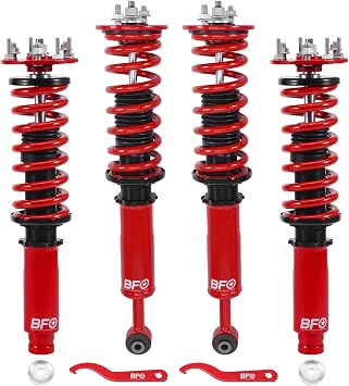 BFO Coilovers for Honda Accord 2003-2007 CM4/CM5/CM6/CM7/CM8, Height Adjustable Full Coilovers Suspension Kit, Preset Damping Shock Absorber Struts, Lowering Kit Red