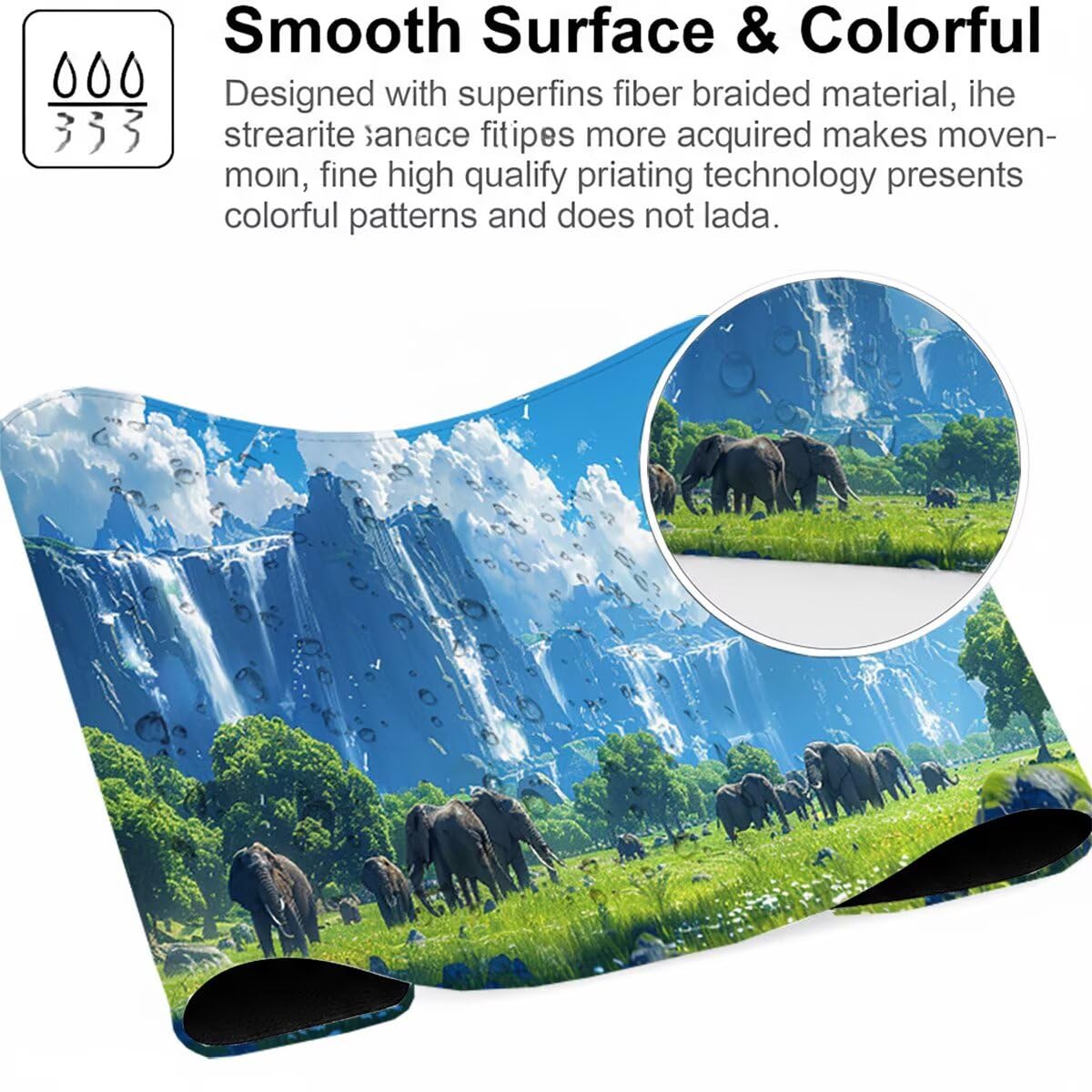 Tappetino per Mouse Gaming XXL 1200x600x3mm– Ufficio Mousepad Grande – Migliora la Velocità e la Precisione Tenuta Stabile Sottomano per Ufficio e Casa Accessori Scrivania Paesaggio PjY12877 N-U