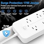 Flat Plug Exetnsion Cord, Power Bars with Surge Protector, Power Strip with 4 USB Ports(1 USB C), Wall Mount for Home Office College Dorm Room Essentials