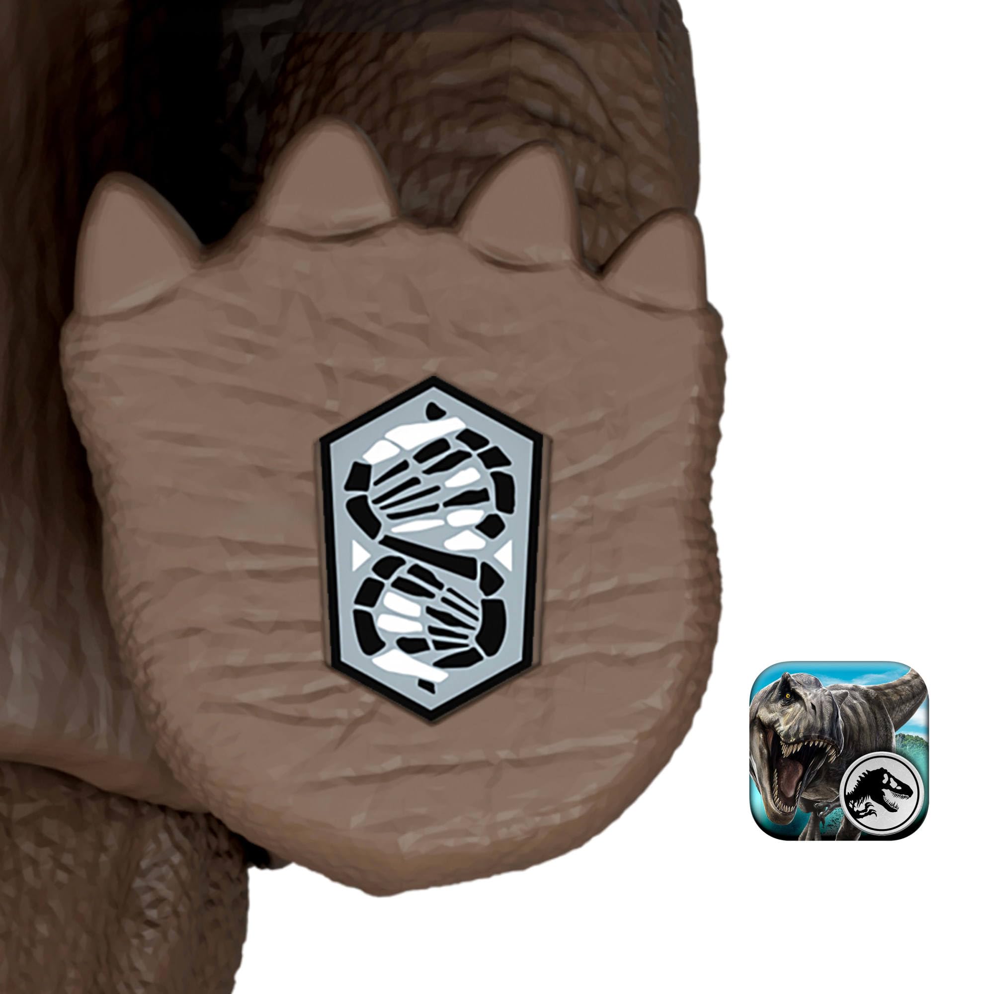 Mattel Jurassic World: Odrodzenie Dinozaur Gigantyczny atak Eotriceratops Figurka dinozaura z 2 atakami aktywowanymi ogonem, zabawka dinozaur dla dzieci, zabawa realna i wirtualna, JGB93