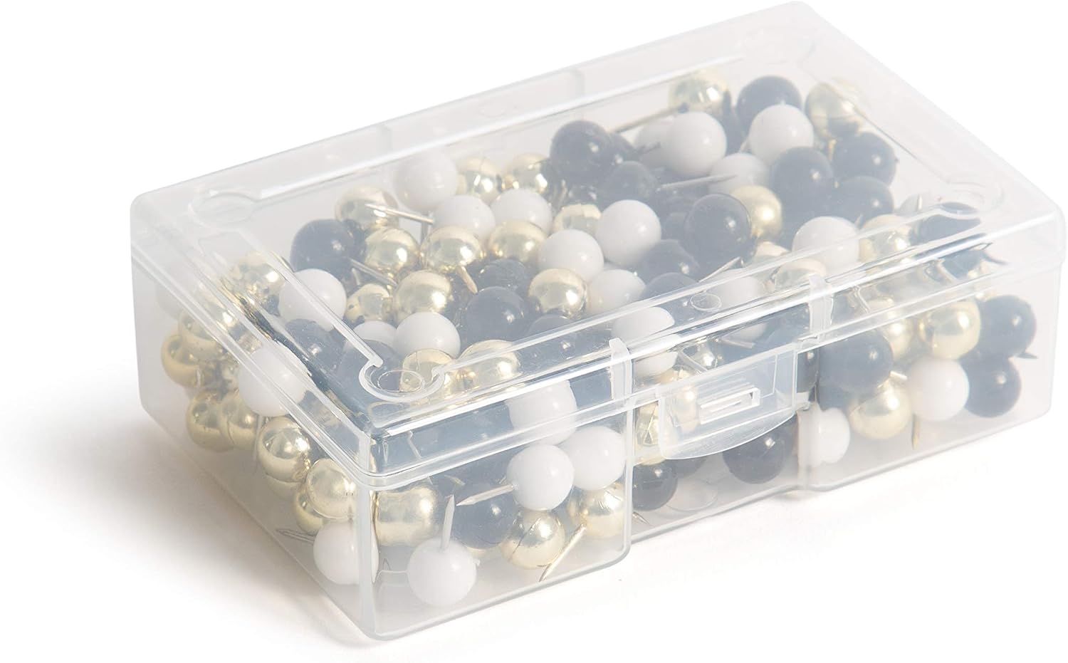 U Brands Sphere Push Pins, Black, White and Gold, 200-Count
