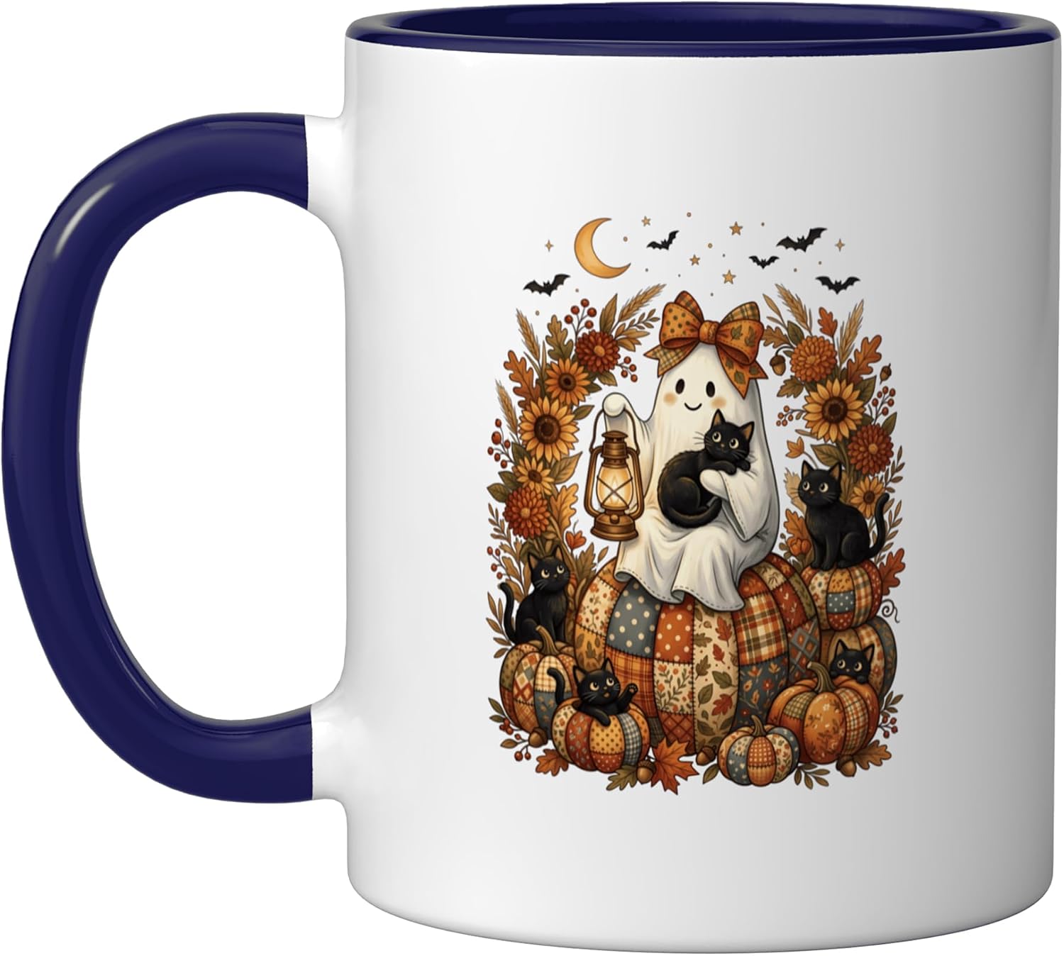Gost Holding Black Cat Halloween Costume Spooky Season Ceramic Mug, Red/White, 15oz image 5