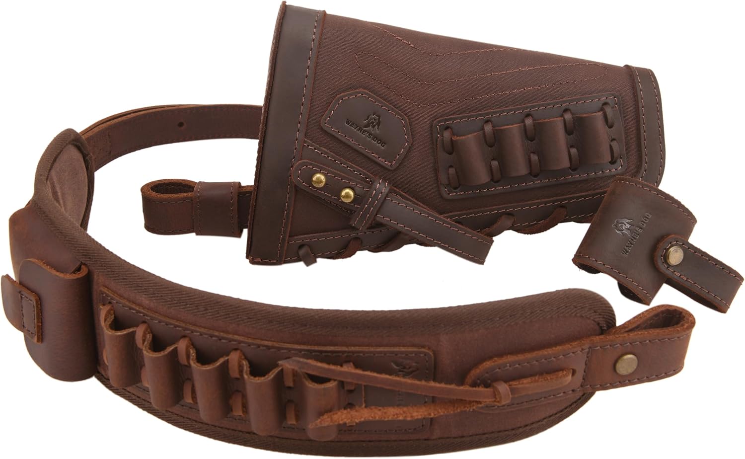 Tas Trost No Drill Leather Canvas Rifle Ammo Buttstock Gun Shoulder Sling with Barrel Loop for .308 .45-70 .30-30 .22LR