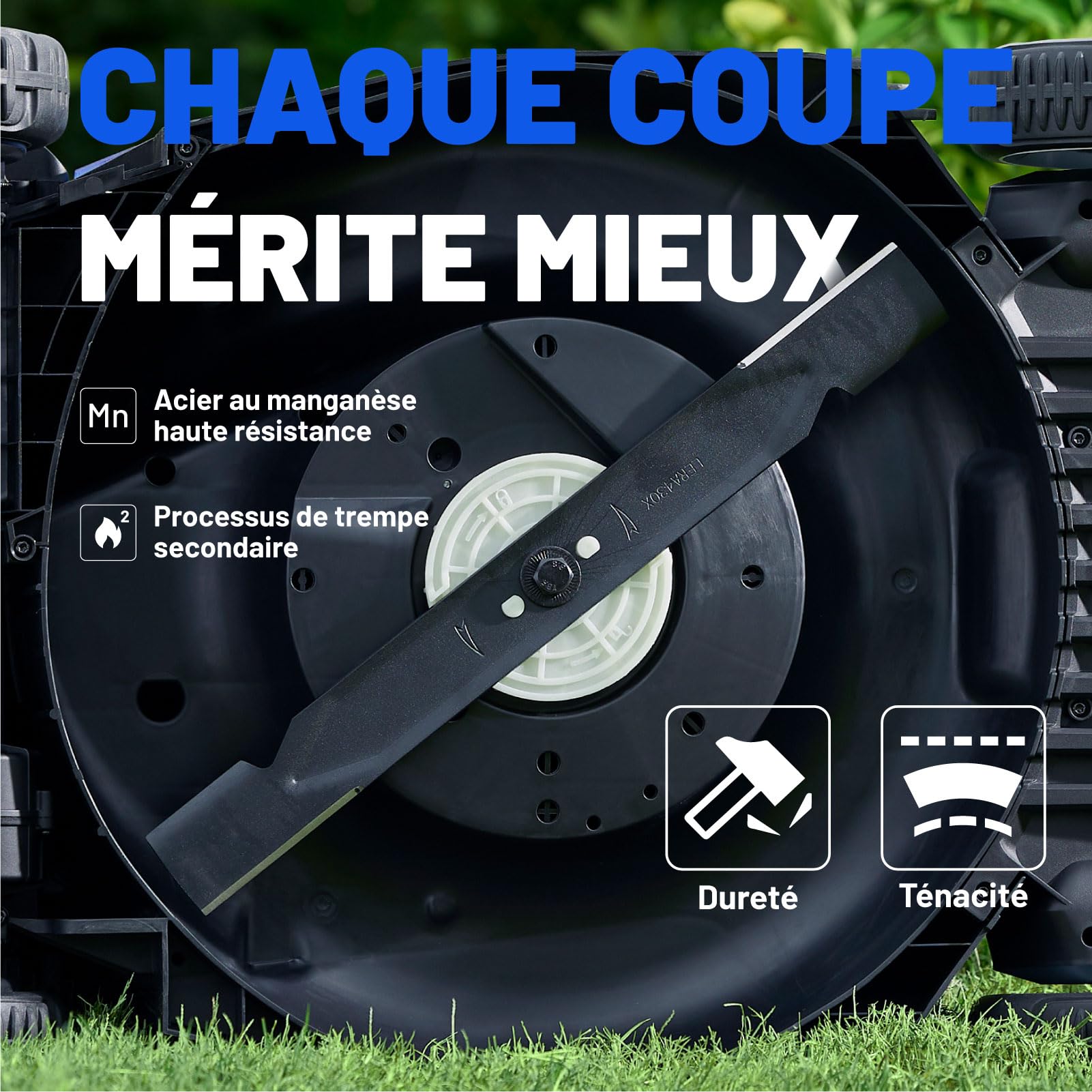 Litheli Easysurge Tondeuse à Gazon sans Fil 43cm, 2X 20V Batteries 4.0Ah, Autotractée (2,2-4,7 km/h), Bac 50L, 25-75 mm Hauteur Réglable, pour Pelouses jusqu'à 500m²