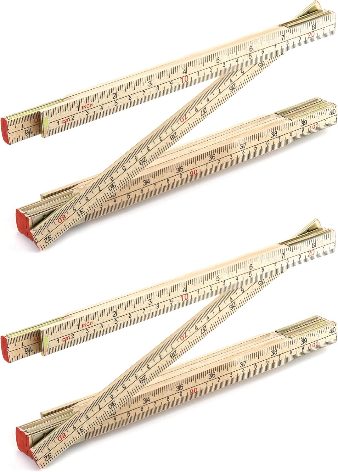 QWORK Folding Wood Rule, 6 FT 6 Inch Foldable Ruler with US and Metric Measurements for Carpenters - - 